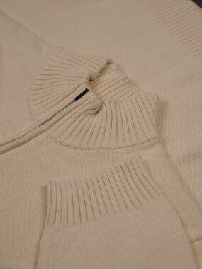 Goodthreads Cream 100% Cotton Ribbed-Neck Quarter-Zip Sweater XXL